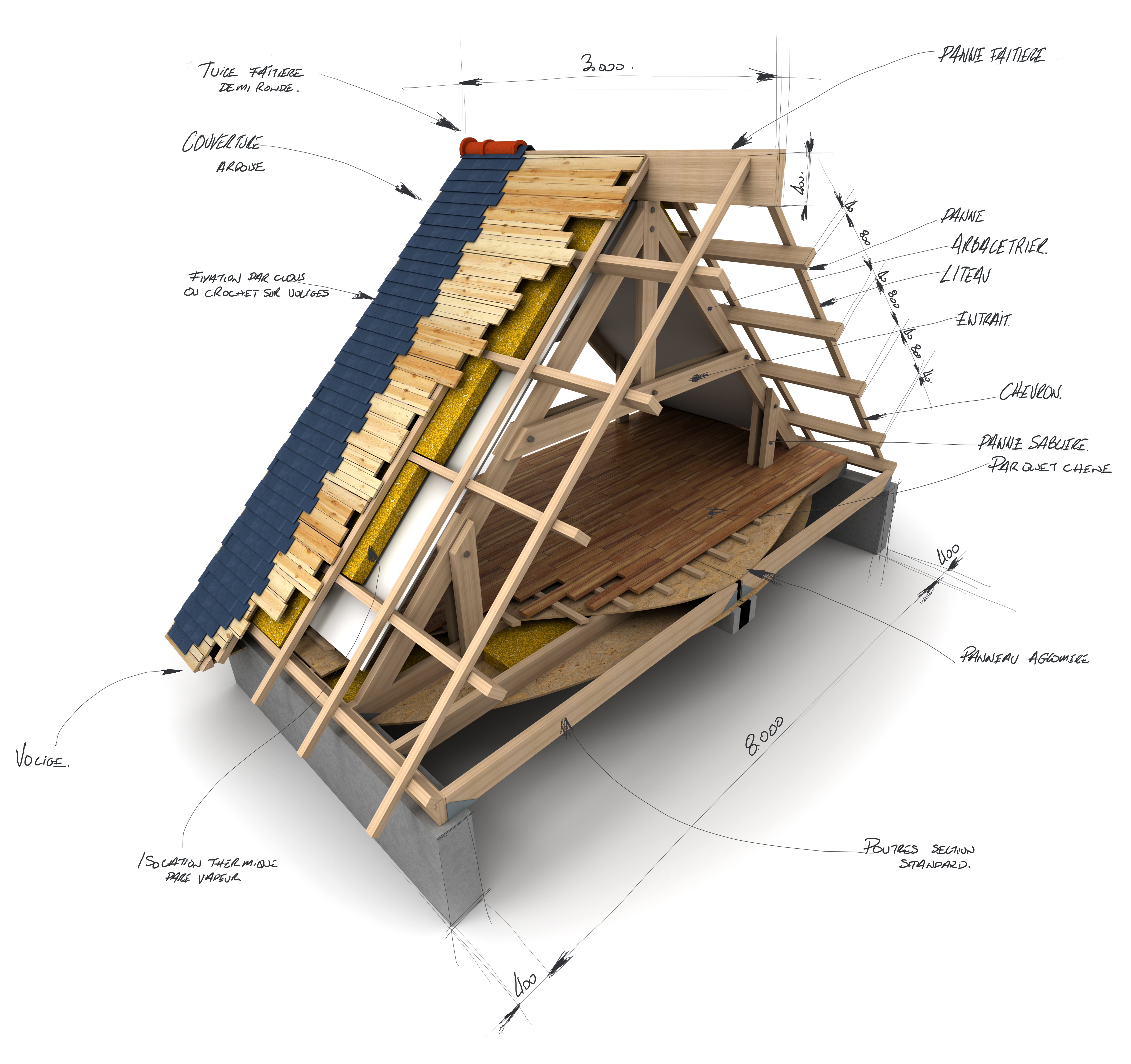 Technical Illustration Roof | Bellatrix Roofing & Restoration